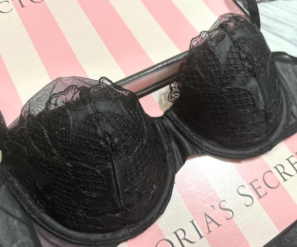 Victoria's Secret Ziggy Glam Floral Bordado Balconette Sujetador Set 32B 32C Foto 3 de 4