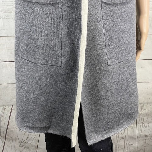 NWT Oliver by Escio Boutique Hooded Duster Small Gray White Jersey Sleeveless - Picture 8 of 12