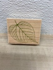Vintage 2000 Hero Arts Leaf Detail Wood Mounted Rubber Stamp
