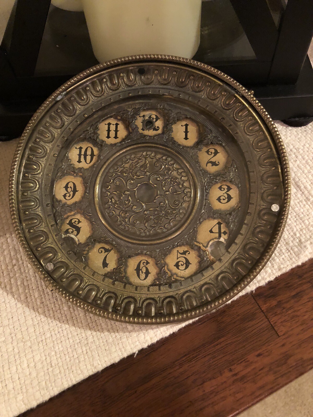 Antique Brass Clock Face With Glass eBay