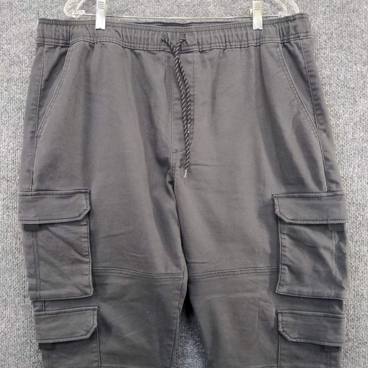 Edgar + Ash Men's Straight Cargo Pants XL Gray Drawstring
