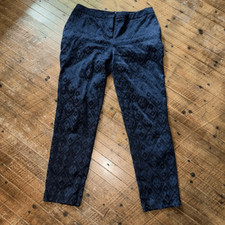 Chico  s black velvet chevron cropped business casual slacks