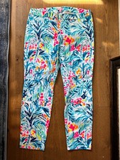 Lilly Pulitzer Kelly Skinny Ankle Pant Serene Blue Tippy Top Jungle Print Sz 12