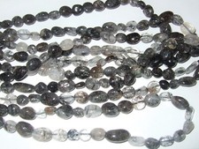 - Pietre Dure Forate a Filo - QUARZO TORMALINA burattato (BP)