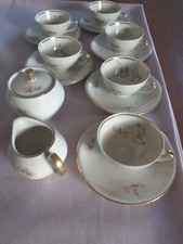 Mokkaservice Bavaria Schirnding cremefarben Goldrand alte Serie