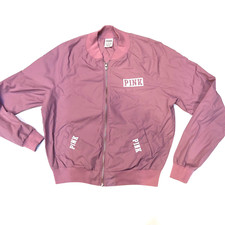Victoria's Secret PINK Logo Full Zip Windbreaker Mauve XS. Nylon