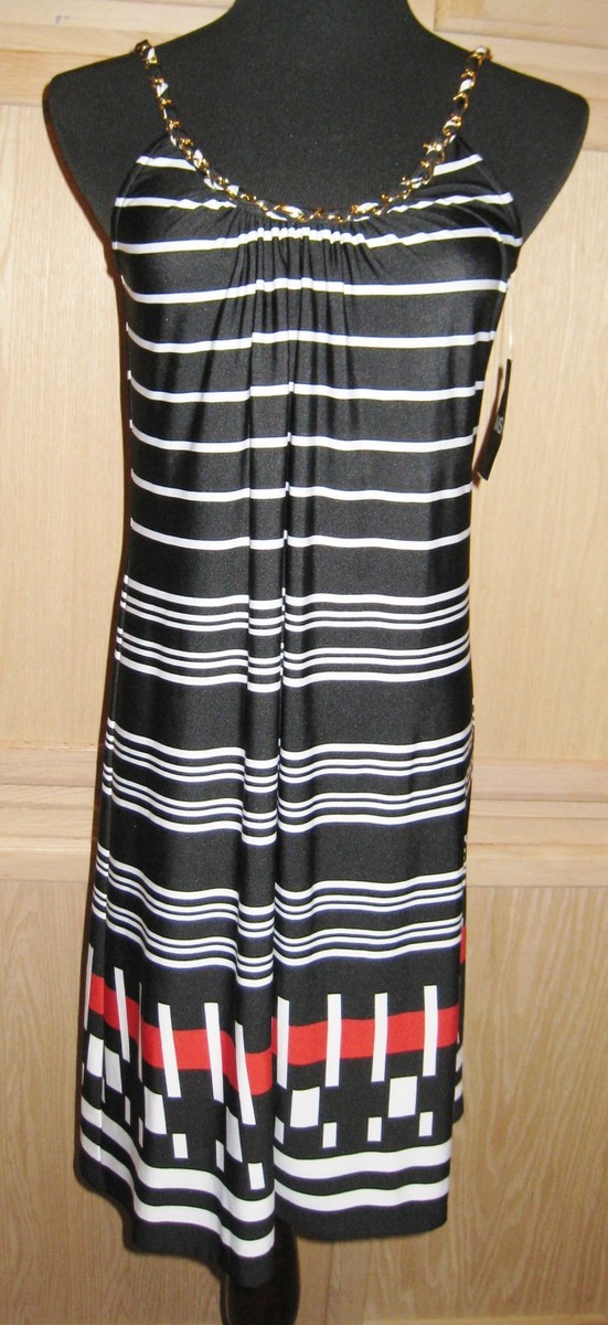 MSK Black/White/Red Multi Striped Chained Neckline Jersey Shift Dress- MSRP $64 | eBay MSK Black/White/Red Multi Striped Chained Neckline Jersey Shift Dress- MSRP $64 | eBay