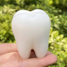1pc Natural white jade tooth skull hand carved Quartz Crystal skull Healing