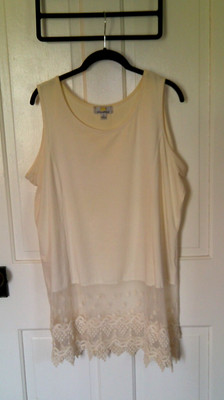 Kathleen Kirkwood Layering Tank Lace Hem Extender Vanilla 1X Not White!