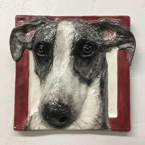 Greyhound Whippet Puppy Dog Ceramic Tile 3d Pet Portrait Sondra Alexander Art
