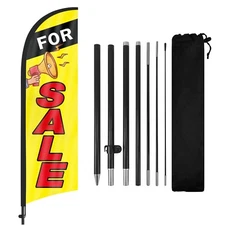 FSFLAG For Sale Feather Flag with Pole and Ground Stake 8FT Advertising Banner