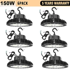 6 PACK 150W UFO Led High Bay Light Industrial Warehouse LED Shop Light