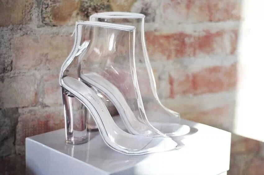 Jennie Ellen pvc Nail clear booties lucite heels 37 7 eBay
