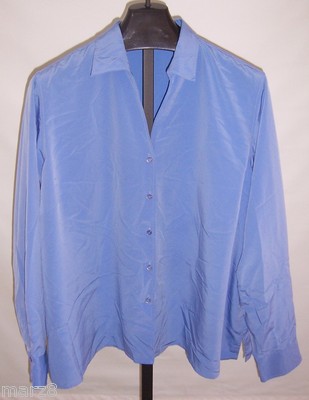 Lands' End Blue Button Down Polyester Blouse Shirt Plus Size 30W | eBay