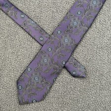 Ermenegildo Zegna Tie Purple Silk Floral Necktie Made In Italy Luxury