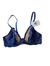 Btemptd Bra Womens 32C Lace Blue No Padding Lined Underwire