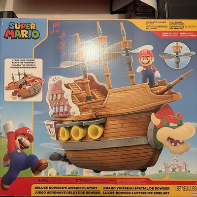 #ad New Super Mario Bros. Deluxe Bowser#x27;s Airship Playset w Mario Action Figure $33.99