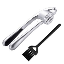 1 Set 2pcs Alloy Garlic Presser Garlic Masher Cleaning Brush (Assorted Color)