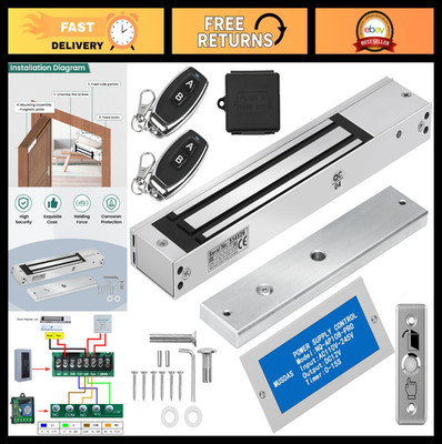 600lb Electromagnetic Door Lock Kit | Outswinging Access Control System, 2 Remot
