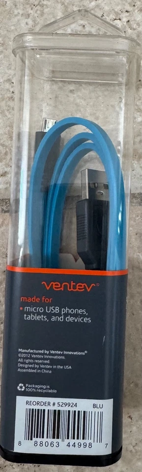 Ventev CABLEMCRBLUVNV Charge/Sync Tangle Resistant Micro USB Data Cable - Image 3 of 4