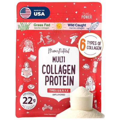 Mama Natural Multi Collagen Protein Powder 16oz Unflavored Joint Skin Beauty USA
