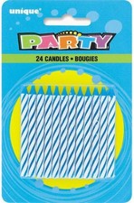 Unique Party 1905BC - Striped Blue Birthday Candles, Pack of 24,6 centimeters