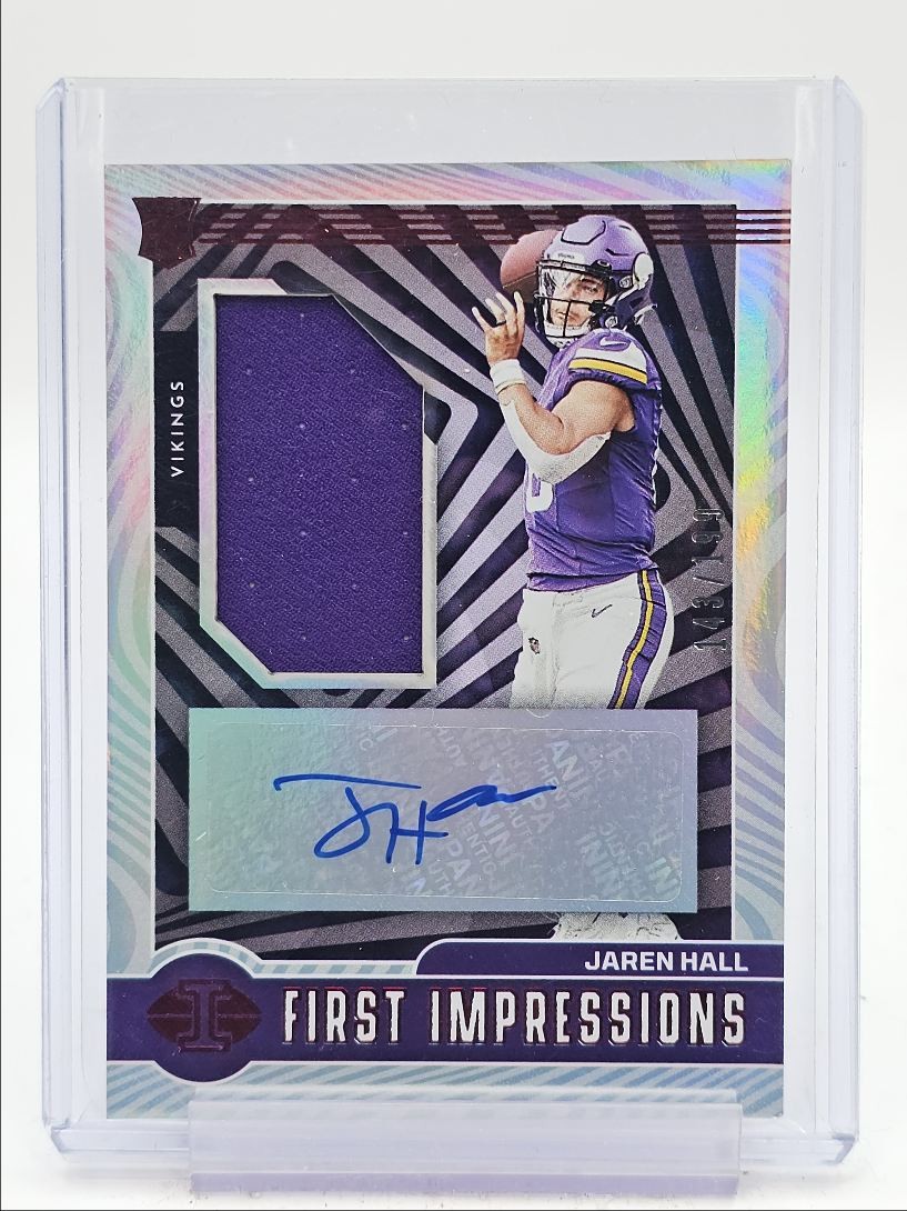 JAREN HALL 2023 ILLUSIONS FIRST IMPRESSIONS RPA ROOKIE RED RC AUTO /199 Q5466