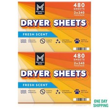 Members Mark Fabric Softener Sheets Fresh Clean Scent 480 Count Laundry