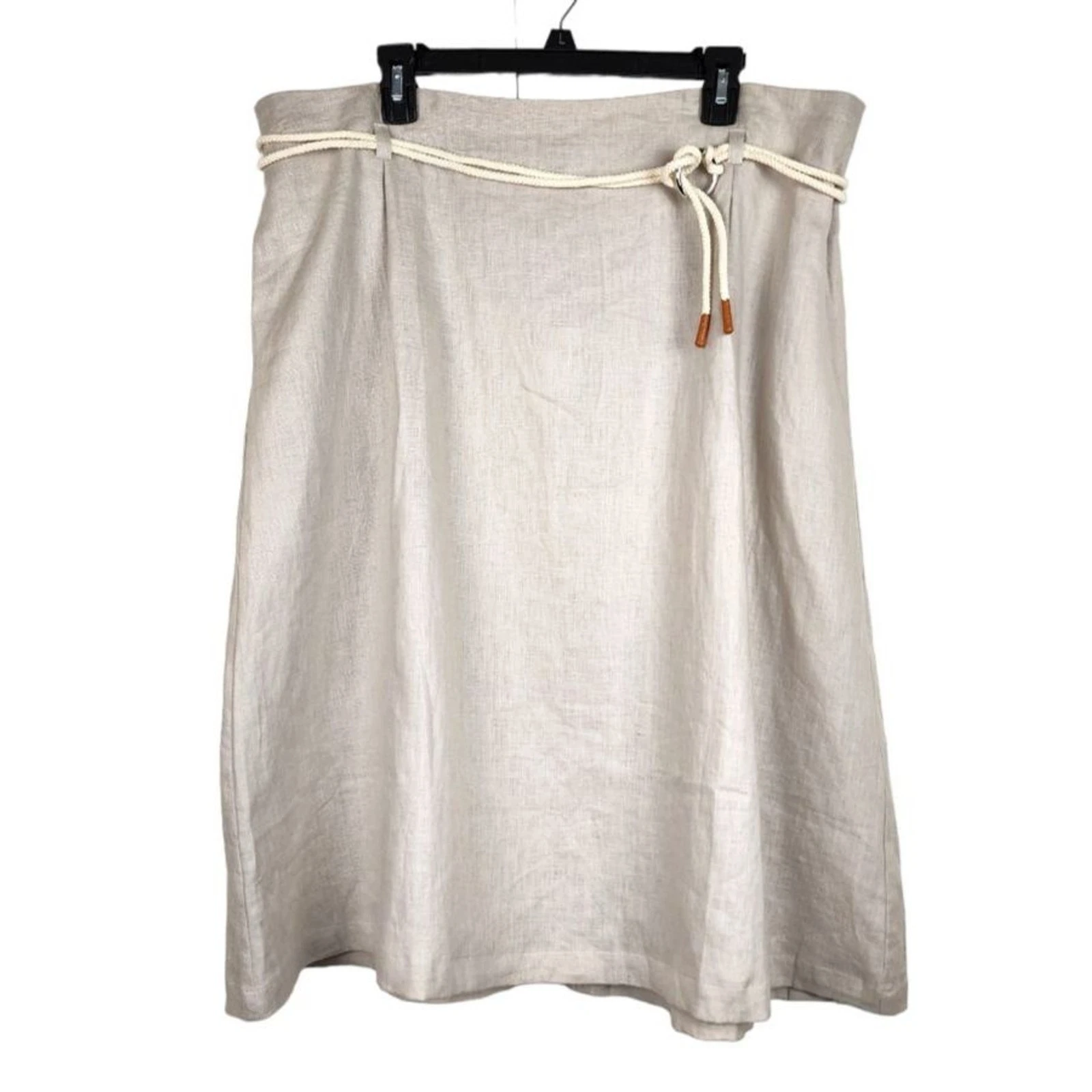 Ulla Popken 100% Linen Midi Skirt Size 18 Beige NWT Boho Lagenlook A-Line
