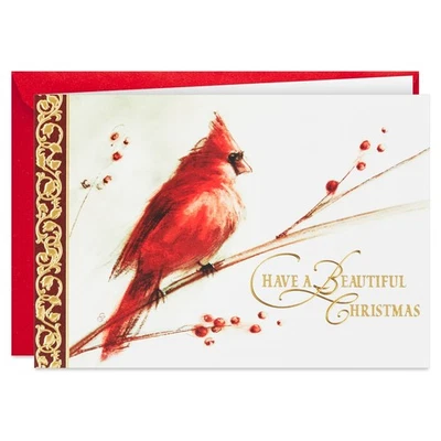 Hallmark Boxed Christmas Cards, Painted Cardinal 40 Cards and 40 Envelopes Be...