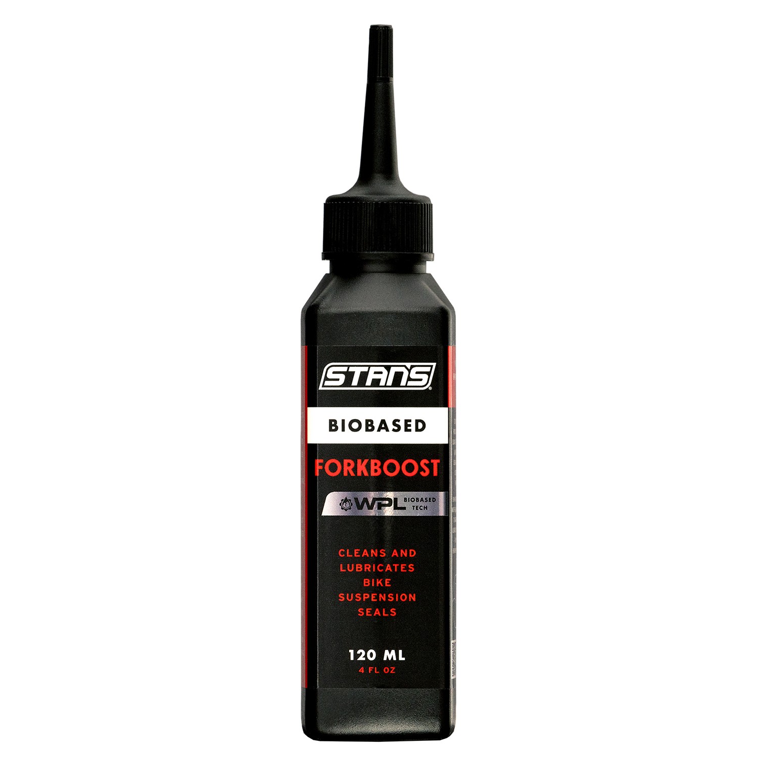 Lubrifiant fourche Stan's Biobased Forkboost en flacon de 120ml pour VTT
