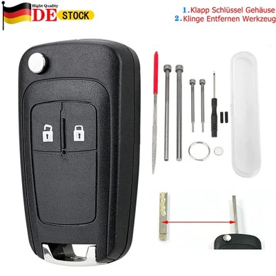 2Tasten Klappschlüssel Gehäuse Ersatz für Opel Astra J Insignia Corsa E Meriva B - Bild 1 von 4