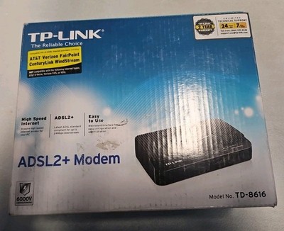 TP-Link TD-8616 ADSL2+ Modem High Speed Broadband 24Mbps RJ45 - Brand New