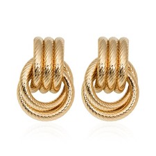 Gold Geometric Twists Knot Drop Dangle Earrings for Women Long Link Dangle Earri