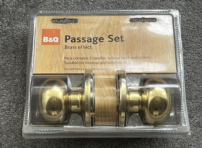 B&Q Durchgangsset Türgriffknöpfe Messingoptik