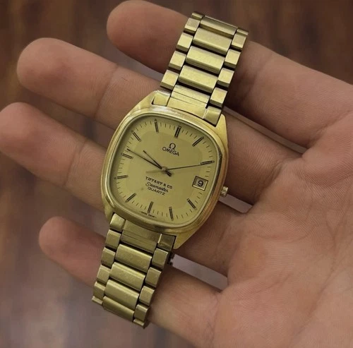 Vintage Omega Seamaster Tiffany & Co Quartz Gold Tone 34x39mm Ref 1337