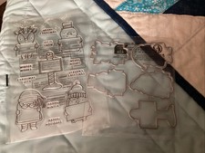 Christmas Clear Stamp And Die cut Set. Cute Animals With Sentiment Signs. NIP