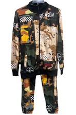 Reason Jogger Tracksuit Outfit Slim Fit Men  s Small Full Zip Mockneck Camouflage