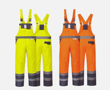 Hi Vis Waterproof Bib and Brace Overalls Reflective Safety PPE Construction Work