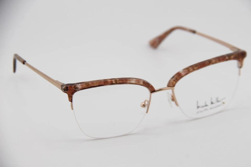 NUEVAS GAFAS NICOLE MILLER DIX BAY C02 MARRÓN MÁRMOL DORADO MARCO AUTÉNTICO 55-18 Foto 4 de 4