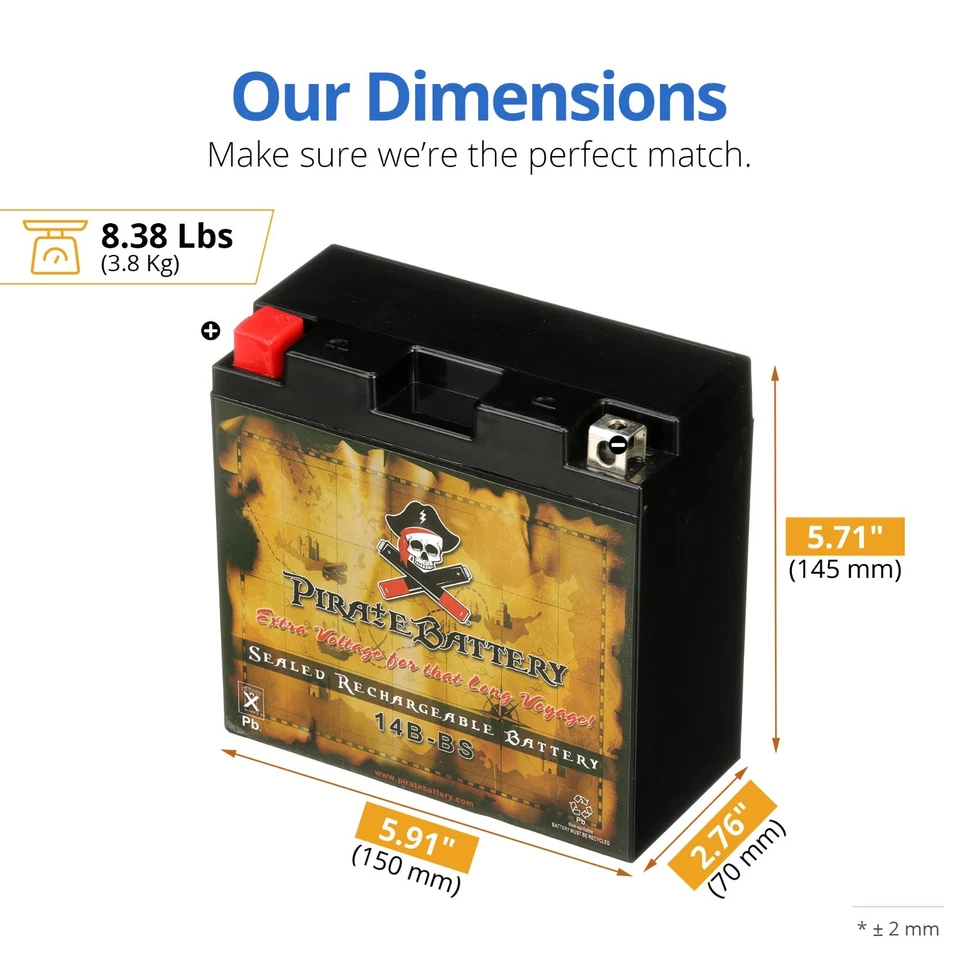 Batería de motocicleta YT14B-BS AGM para Yamaha XV17P Road Star Warrior 2002-2013 Foto 2 de 4