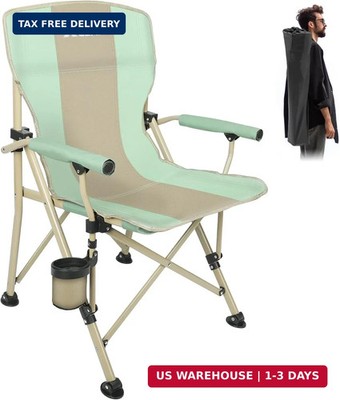 XGEAR Camping Chair with Padded Hard Armrest, Sturdy Folding Camp Chair with Cup