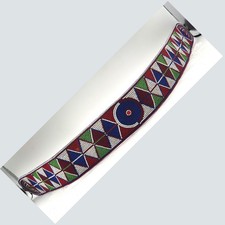 Vintage Hand-beaded Maasai beaded Belt /Sash Glass Seed Beads on Leather