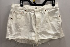 Levi s Premium 501 White Distressed Cutoff Shorts Women s Button Fly