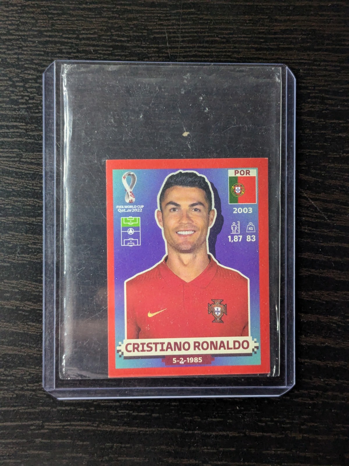 2022 Panini FIFA World Cup Sticker #POR18 Cristiano Ronaldo Red Parallel