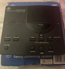 GE 2-9876 Digital Answering Machine Black Voice Time/Day Stamp Three Mailboxes