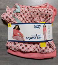 Lands' End Pajama Set 2 Piece Knit Adult Womens Super Soft Small Pink