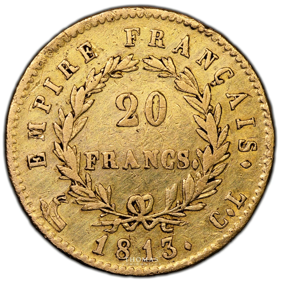 Moneda Francia - Napoleón III - Oro - 20 Francos O - 1813 CL Gênes - 4356 ejemplares Foto 2 de 2