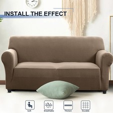 1/2/3 Seater Sofa Covers Slipcover Solid Color Anti-wrinkle Super Stretch Couch