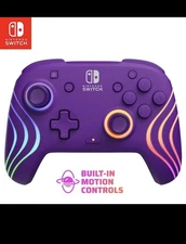 Nintendo Switch PDP Afterglow Wave Wireless Controller RGB Lighting Purple